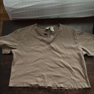 Falls Creek Tan Boxy Crop Polo T-Shirt